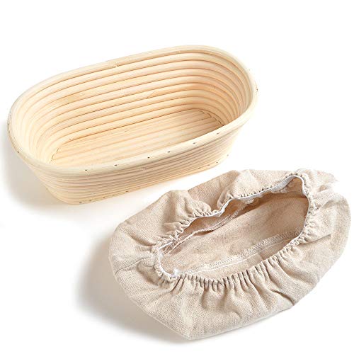 1x Oval Bread Proving Basket , Rattan Banneton Brotform ,Size 25x15x8cm ,Sour Dough proofing, artisan bread , With Linen liner by ifsecond