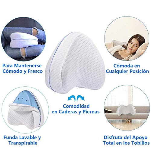 2 Cojines Ortopédicos para Piernas y Rodilla, Alivia el Dolor de Espalda, Cadera y Articulaciones, Soporte para el Tobillo, Pierna y Rodilla , Espuma con Memoria, Almohada para embarazadas