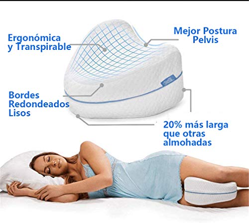 2 Cojines Ortopédicos para Piernas y Rodilla, Alivia el Dolor de Espalda, Cadera y Articulaciones, Soporte para el Tobillo, Pierna y Rodilla , Espuma con Memoria, Almohada para embarazadas