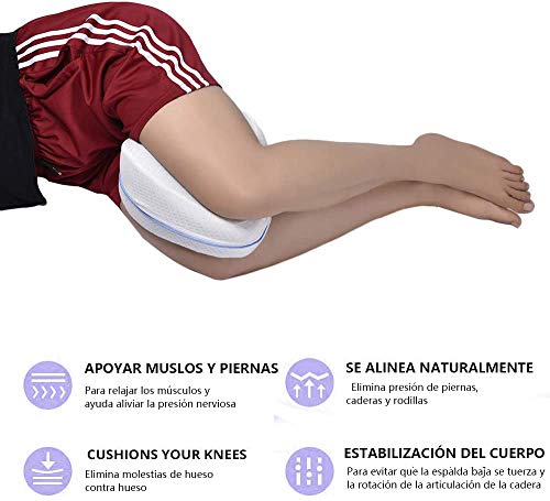 2 Cojines Ortopédicos para Piernas y Rodilla, Alivia el Dolor de Espalda, Cadera y Articulaciones, Soporte para el Tobillo, Pierna y Rodilla , Espuma con Memoria, Almohada para embarazadas