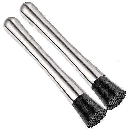 2 herramientas para barra de muddler y acero inoxidable para cócteles de 20 cm de largo.
