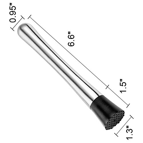 2 herramientas para barra de muddler y acero inoxidable para cócteles de 20 cm de largo.