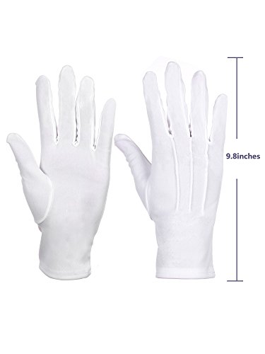 2 Pares de Guantes de Algodón de Nylon Blancos para Policía Tuxedo Formal Disfraz de Guardia de Honor