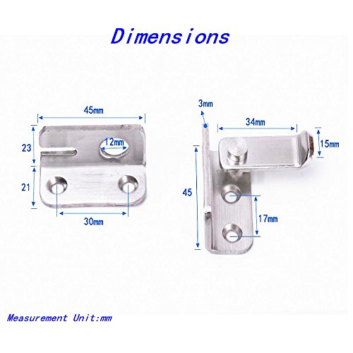 2 Pcs Cerradura De Puerta LMYTech Cerradura De Puerta De Acero Iinoxidable Cerradura Antirrobo Pequeña Cerradura De Puerta Cerrojo De Cerradura-Plata