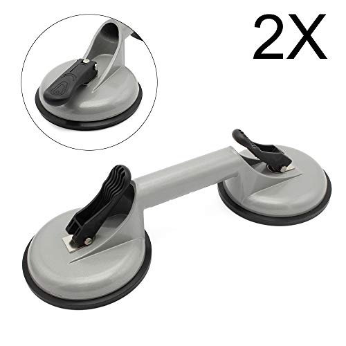 2 Pieza Levantador de Ventosas de Succión de Vidrio Copa de Aspiración Tazas Lechón de Aluminio Levantador de Sifón Horizontal Vertical Capacidad Portante Máximo el 100 kg de Capacidad max.80kg Gris