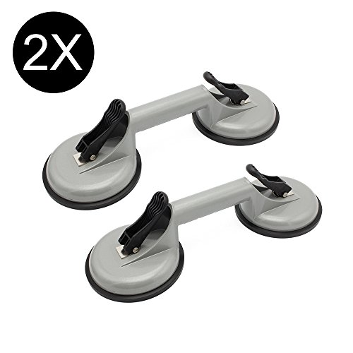 2 Pieza Levantador de Ventosas de Succión de Vidrio Copa de Aspiración Tazas Lechón de Aluminio Levantador de Sifón Horizontal Vertical Capacidad Portante Máximo el 100 kg de Capacidad max.80kg Gris