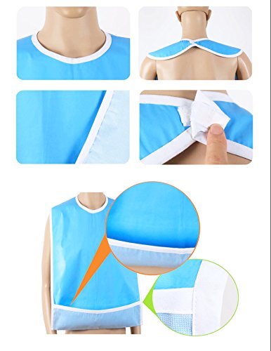 2 piezas baberos impermeables para adultos protector reutilizable para la hora de la comida ropa lavable delantal de ayuda por discapacidad para derrames (azul cielo + naranja rosa)