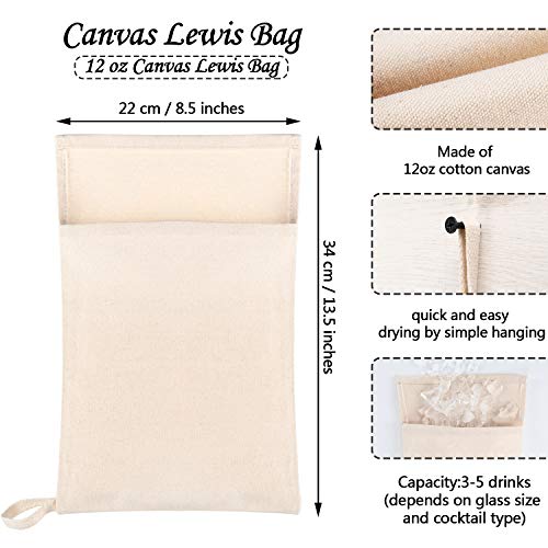 2 Piezas Bolsa Lewis Bolsa de Hielo de Lona Reutilizable Trituradora de Hielo Mazo Martillo de Madera para Verano Barman Accesorio de Barra