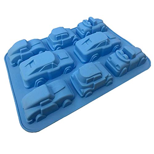 2 Piezas Molde Antiadherente de la Torta de Silicona - Forma de Tren y Coche Moldes de Silicone para Repostería Bizcocho, Muffin, Pudín, Jabon, Pastel, Pastelería