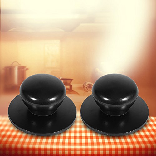 2 pomos de tapa para cacerola, olla de cocina universal, tapa de cristal, pomo de repuesto (negro)