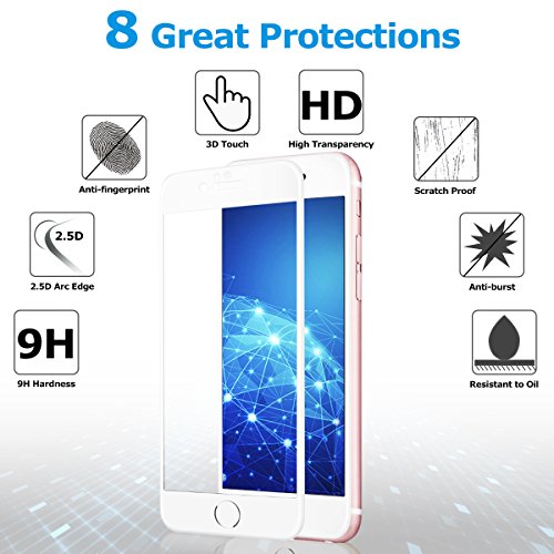 2-Unidades Protector de Cristal Templado para iPhone 7/iPhone 8/ iPhone SE 2020,Protector de Pantalla de Vidrio Templado,9H Dureza,Resistente a Golpes,Arañazos,Alta Definición,Tacto Sensible y Suave