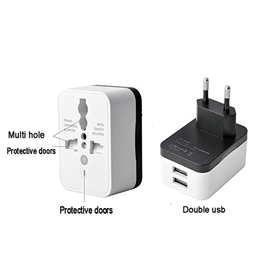 2 USB adaptador de enchufe del recorrido Internacional Mundial cargador con adaptador de CA del enchufe de energía del zócalo del convertidor universal a EU Reino Unido EEUU (Color : UK travel plug)