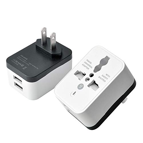 2 USB adaptador de enchufe del recorrido Internacional Mundial cargador con adaptador de CA del enchufe de energía del zócalo del convertidor universal a EU Reino Unido EEUU (Color : UK travel plug)