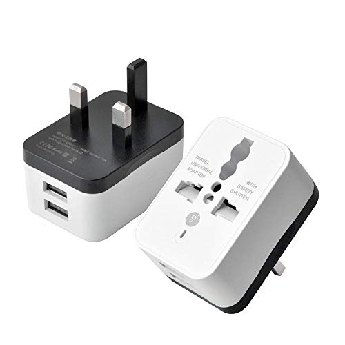 2 USB adaptador de enchufe del recorrido Internacional Mundial cargador con adaptador de CA del enchufe de energía del zócalo del convertidor universal a EU Reino Unido EEUU (Color : UK travel plug)