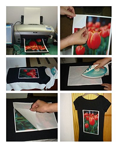 20 hojas de papel de transferencia de fotos de 21,6 cm x 27,9 cm para camiseta oscura.