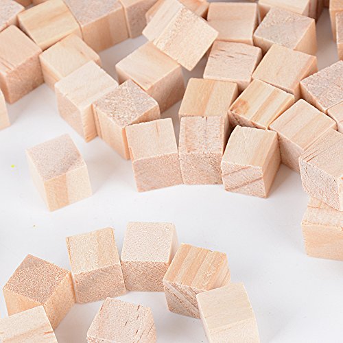 200pcs 10mm Cubos Madera Bloques Cuadrados para Manualidades Diy Artesanía Pintar Decoración (200pcs, 10mm)