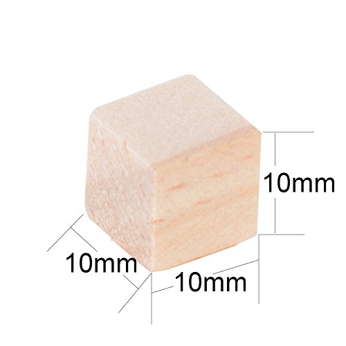 200pcs 10mm Cubos Madera Bloques Cuadrados para Manualidades Diy Artesanía Pintar Decoración (200pcs, 10mm)