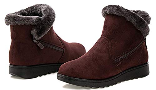 2019 Zapatos Invierno Mujer Botas de Nieve Casual Calzado Piel Forradas Calientes Planas Outdoor Boots Antideslizante Zapatillas para Mujer