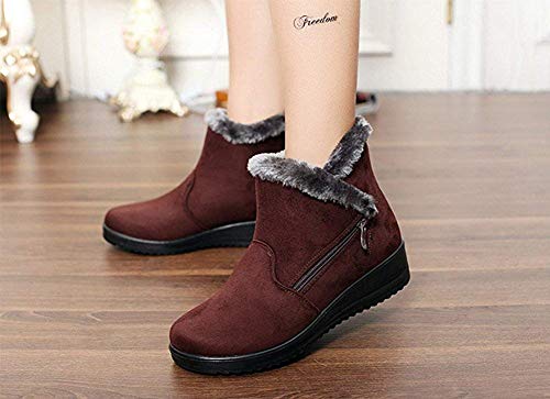 2019 Zapatos Invierno Mujer Botas de Nieve Casual Calzado Piel Forradas Calientes Planas Outdoor Boots Antideslizante Zapatillas para Mujer