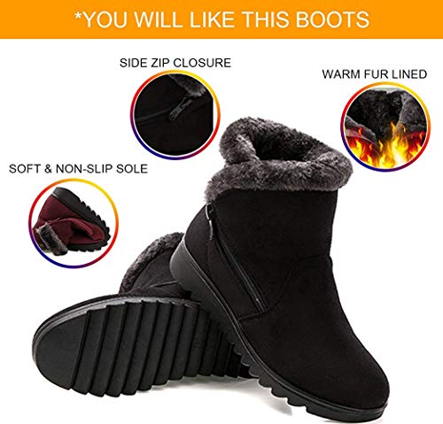 2019 Zapatos Invierno Mujer Botas de Nieve Casual Calzado Piel Forradas Calientes Planas Outdoor Boots Antideslizante Zapatillas para Mujer