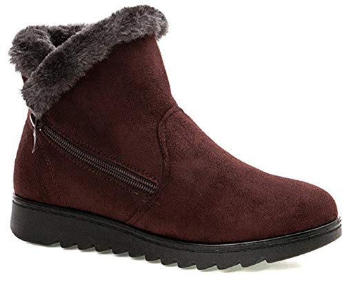 2019 Zapatos Invierno Mujer Botas de Nieve Casual Calzado Piel Forradas Calientes Planas Outdoor Boots Antideslizante Zapatillas para Mujer