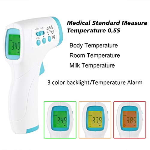 [2020 nuevo] Herramienta de temperatura frontal, termómetro infrarrojo digital sin contacto profesional, lectura instantánea precisa 1S, apto para niños, adultos, alimentos