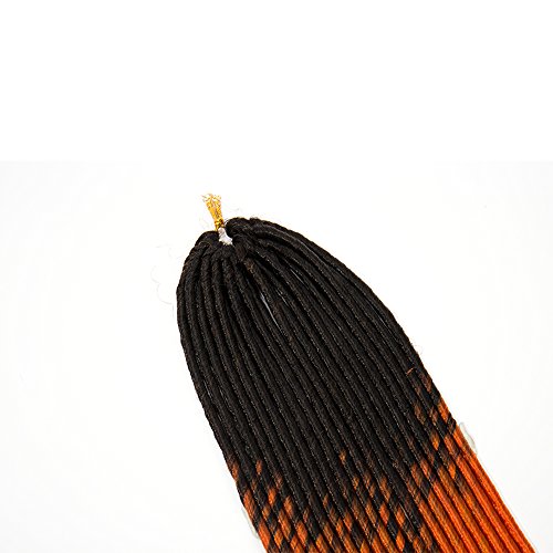 20"(50cm) SEGO Extensiones de Pelo Sintético para Trenzas Africanas [Faux Locs] [Negro/Naranja/Oro] Boxeadoras Crochet Twist Braiding Hair (1PCS,20Roots,100g)