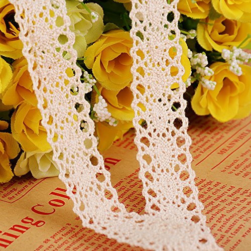 20m Encaje Cinta de Puntillas Decorativo Beige Ancho 2cm para Manualidades Boda Navidad Pascua Fiesta Bricolaje (Beige)