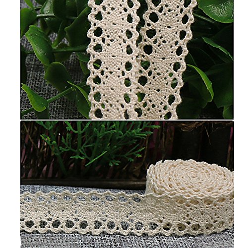 20m Encaje Cinta de Puntillas Decorativo Beige Ancho 2cm para Manualidades Boda Navidad Pascua Fiesta Bricolaje (Beige)