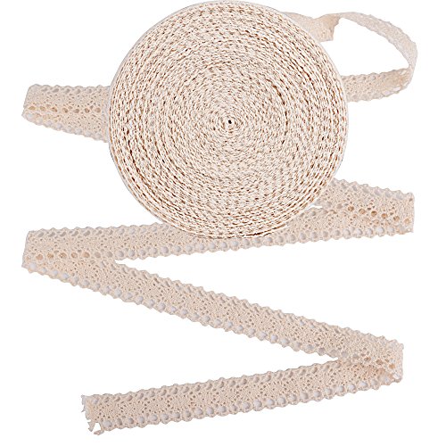 20m Encaje Cinta de Puntillas Decorativo Beige Ancho 2cm para Manualidades Boda Navidad Pascua Fiesta Bricolaje (Beige)