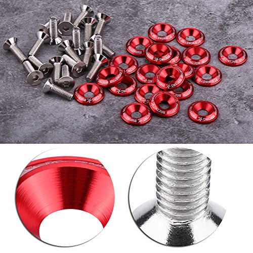 20pcs nuevo kit de pernos de arandela de parachoques, Aluminio parachoques guardabarros juego de tornillos (Rojo)