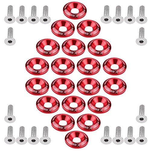 20pcs nuevo kit de pernos de arandela de parachoques, Aluminio parachoques guardabarros juego de tornillos (Rojo)