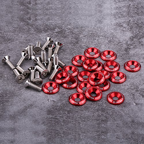 20pcs nuevo kit de pernos de arandela de parachoques, Aluminio parachoques guardabarros juego de tornillos (Rojo)