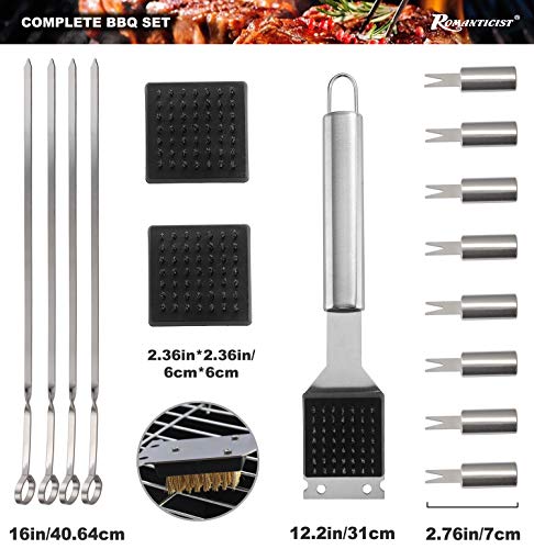 21pc Juego de Herramientas de Barbacoa de Acero Inoxidable - Parrilla al Aire Libre Utensilios de Barbacoa con Caja de Aluminio Delicado