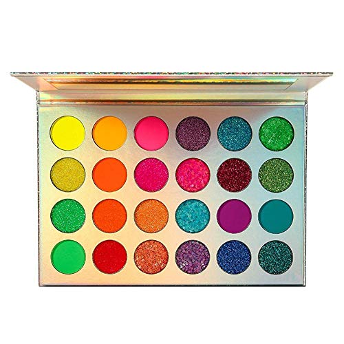 24 colores Paleta de sombras de ojos Glow, Neon Eyeshadow Palette Glow in the Dark, Sombra de ojos luminosa, Impermeable a prueba de sudor Sombra, Para ojos, cara, cuerpo, cabello