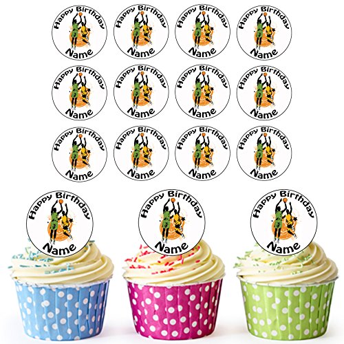 24 de jugadores de baloncesto personalizado comestible cupcake toppers/adornos de tarta de cumpleaños – fácil troquelada círculos