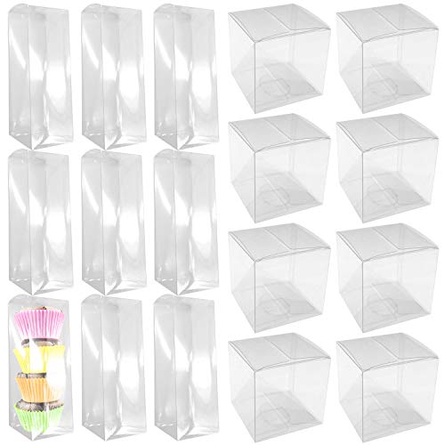 26 Pcs Caja de embalaje de PVC, diseño transparente, utiliza para envolver pasteles y regalos de cumpleaños