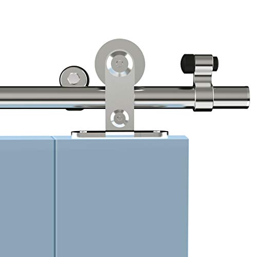 274CM/9FT Herraje para Puerta Corredera Acero Inoxidable Kit de Accesorios, Guia Riel Puertas Correderas, Forma T Puerta doble