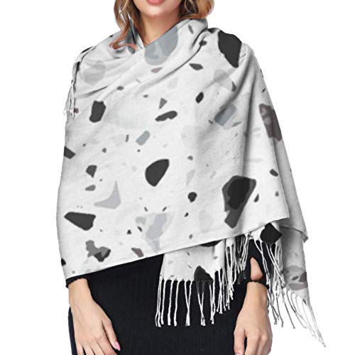 27"x77 Una bufanda para mujer Suelos de terrazo natural Granito Bufanda de cuello para mujer Bufandas para niños Elegante manta grande y cálida