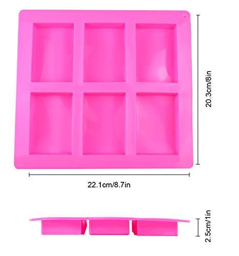 2Pack Molde Rectangular de Silicona de 6 Cavidades cubitos de hielo, bandeja divertida para hornear Molde de Japón para Pastel, Pan, Galletas, Chocolate (Rosa)