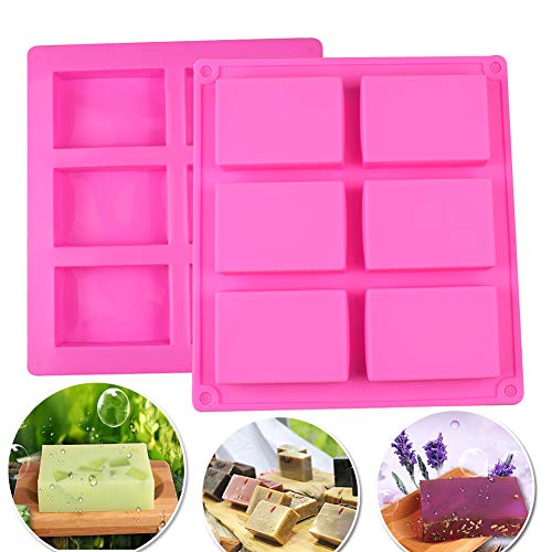 2Pack Molde Rectangular de Silicona de 6 Cavidades cubitos de hielo, bandeja divertida para hornear Molde de Japón para Pastel, Pan, Galletas, Chocolate (Rosa)