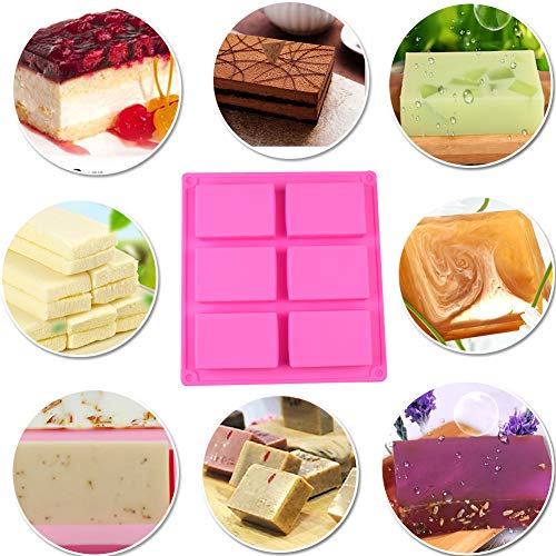 2Pack Molde Rectangular de Silicona de 6 Cavidades cubitos de hielo, bandeja divertida para hornear Molde de Japón para Pastel, Pan, Galletas, Chocolate (Rosa)