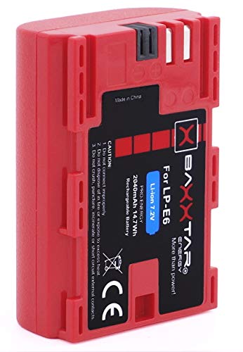 2X Baxxtar Pro - Batería de repuestos para Canon LP-E6 (2040mAh)