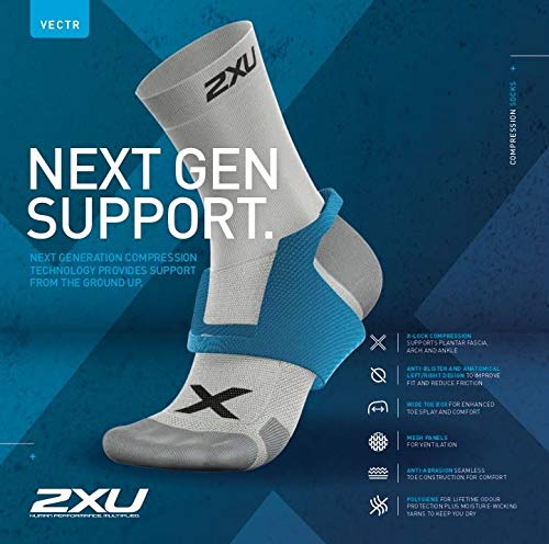 2XU Calcetines unisex Vectr Light Cushion 1/4 Crew, Vectr Light Cushion 1/4 Crew Calcetines, Unisex adulto, color Negro/Titanio, tamaño large