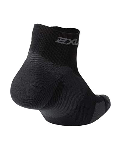 2XU Calcetines unisex Vectr Light Cushion 1/4 Crew, Vectr Light Cushion 1/4 Crew Calcetines, Unisex adulto, color Negro/Titanio, tamaño large