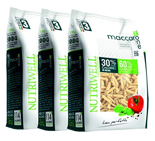 3 bolígrafos de pasta proteína (3 x 250 g) Maccarozone Nutriwell Ciao Carb Zona