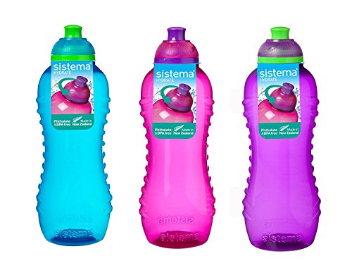 3 botellas con sistema Twist n Sip, 460ml, colores azul, rosa y Púrpura