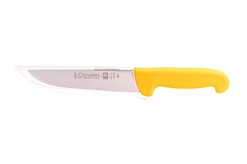 3 Claveles Cuchillo Carnicero Estrecho Proflex, Acero Inoxidable, Amarillo, 18 cm-7"