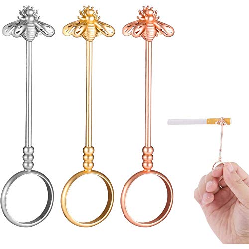 3 Paquete De Cigarrillos Titular Anillo Abeja Elegante Holder Señora Fumador De Cigarrillos Titular De Anillo Para Mujeres Y Hombres, 0,67 Pulgadas Titular Contundente Para Fumar Marihuana,M