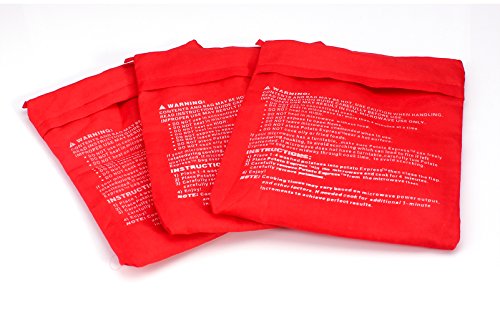 3 PCS Patata Microondas Bolsa Potato Express Pouch Lavable reutilizable Bolsa de patata de microondas Patata Express Bag Perfect Patatas Solo en 4 minutos (Rojo)